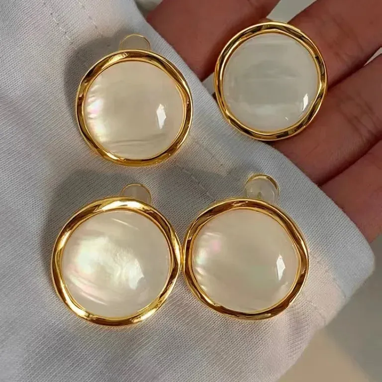 Round Opal Earrings for Women Simple and Versatile Luxury Designer Jewelry