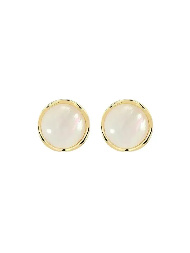 Round Opal Earrings for Women Simple and Versatile Luxury Designer Jewelry