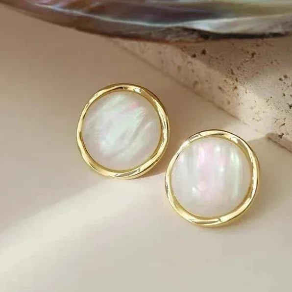 Round Opal Earrings for Women Simple and Versatile Luxury Designer Jewelry