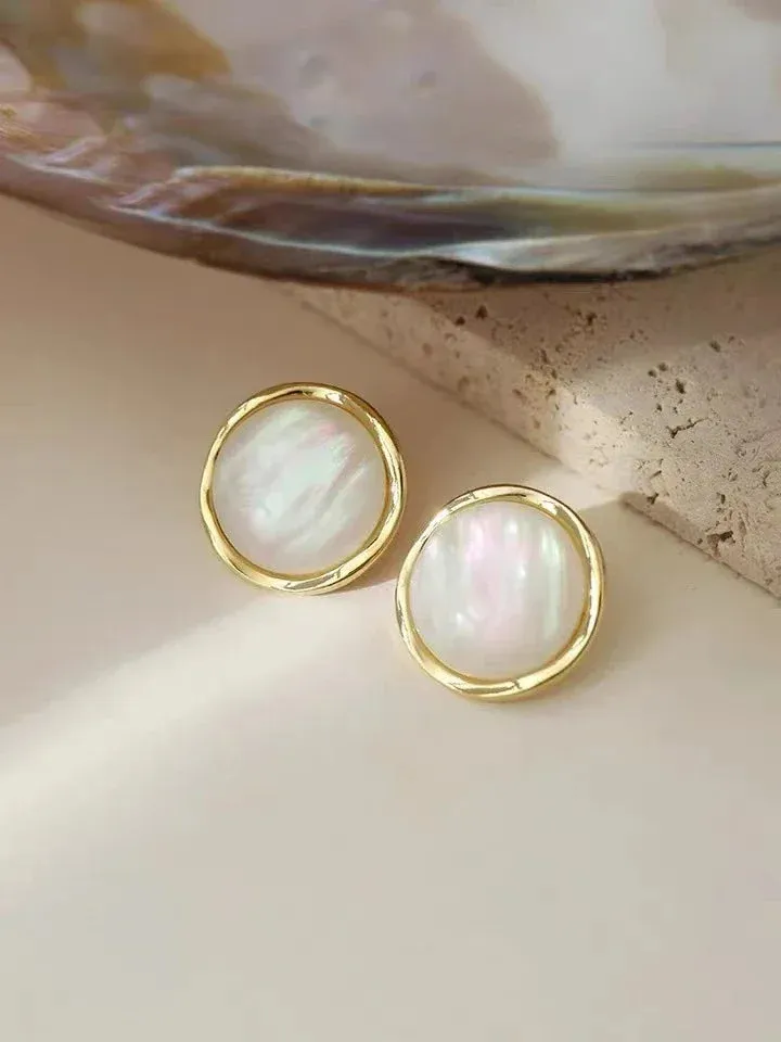 Round Opal Earrings for Women Simple and Versatile Luxury Designer Jewelry
