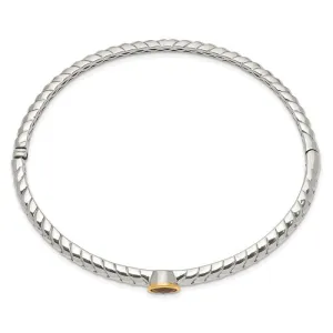 Shey Couture Sterling Silver Antiqued with 14K Accent Round Bezel Citrine Hinged Bangle Bracelet QTC191