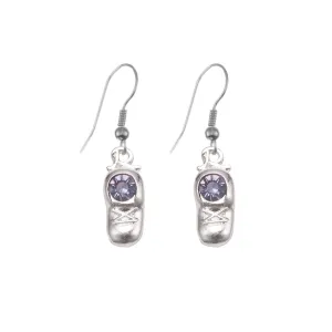 Silver Baby Shoe Charm Dangle Earrings