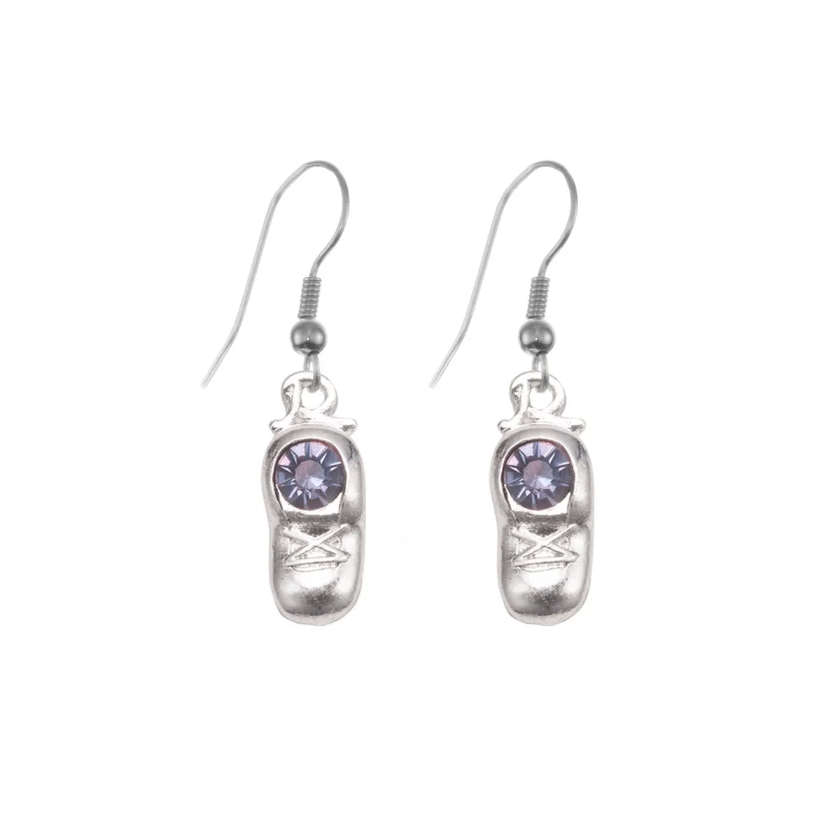 Silver Baby Shoe Charm Dangle Earrings