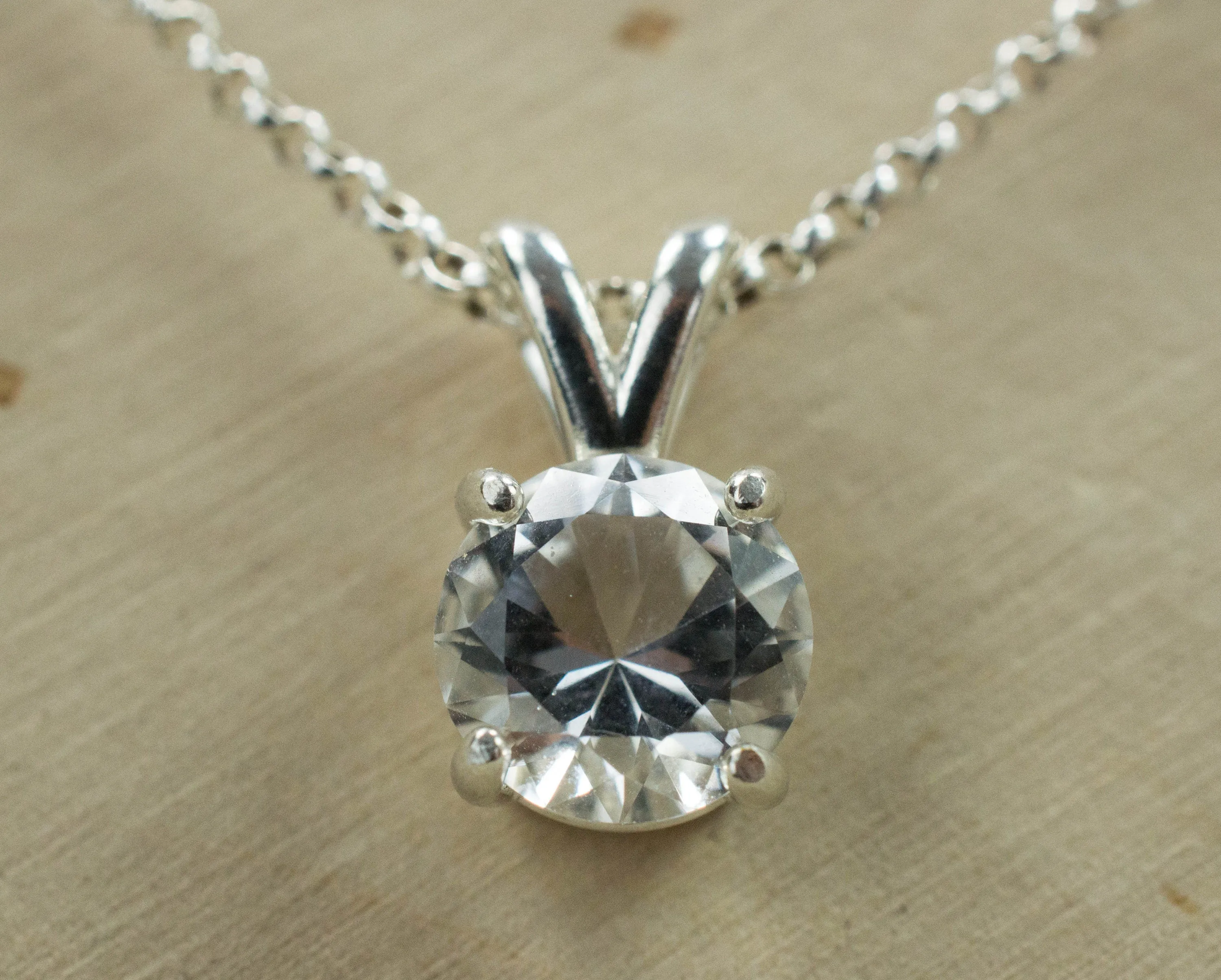 Silver Topaz Pendant; Genuine Untreated Brazilian Mined Topaz