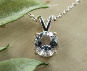 Silver Topaz Pendant; Genuine Untreated Brazilian Mined Topaz
