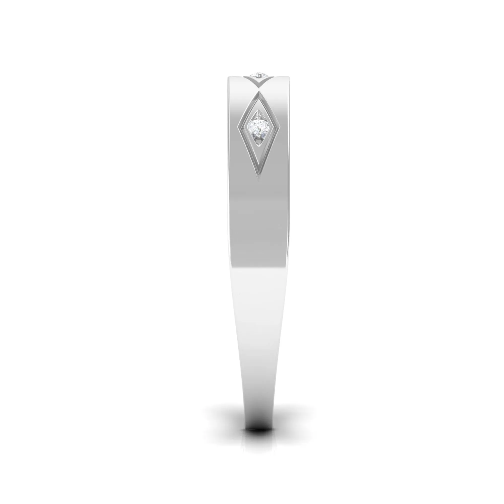 Simple Three Diamond Wedding Band Ring