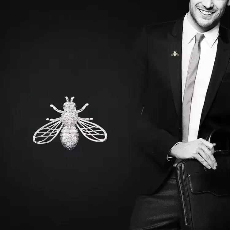 SISSLIA High Quality Copper Jewelry 2 Colors Available Cubic Zirconia Bee Collar Insect Animals Brooches Pin For Women