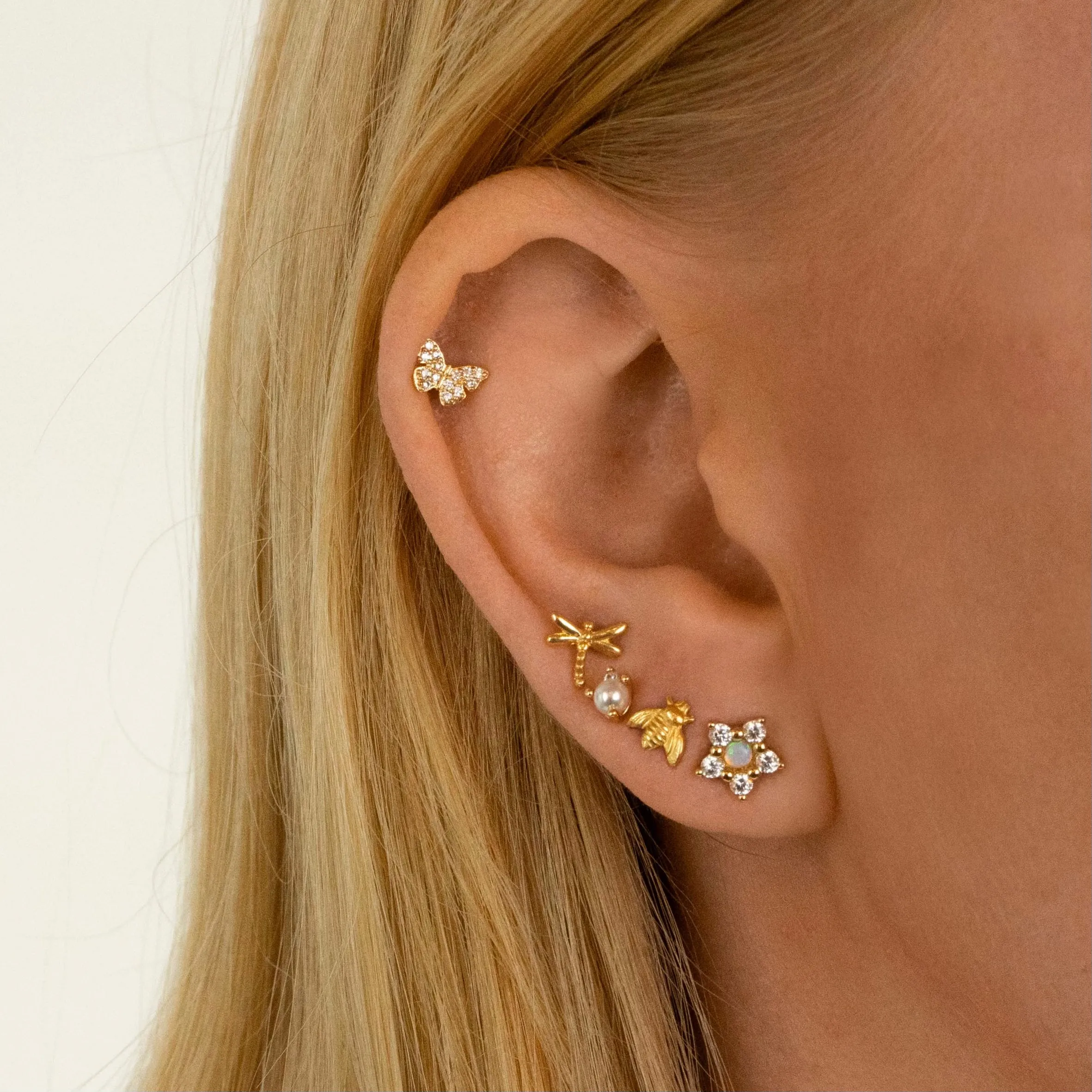 Small Opal Flower Stud