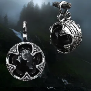 Small Silver Gotland Onyx Ball Pendant
