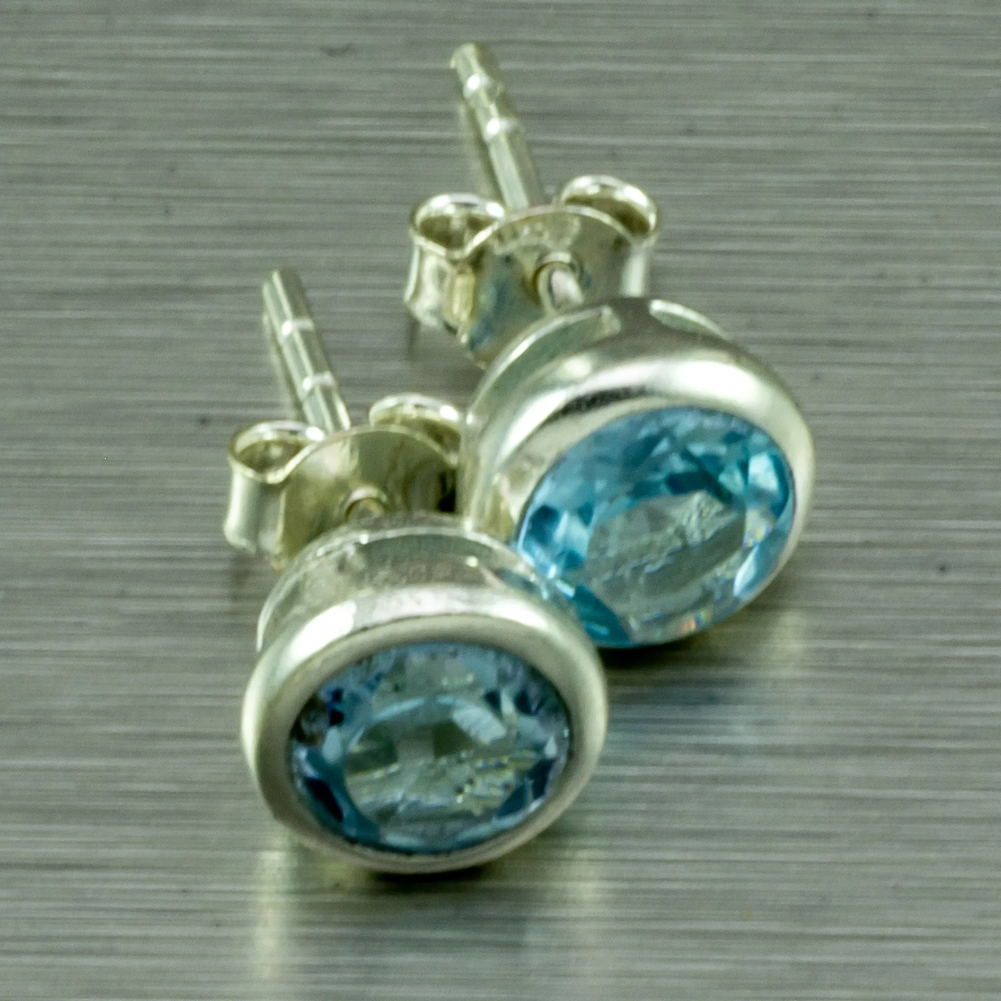 Sterling Silver Blue Topaz Stud Earrings