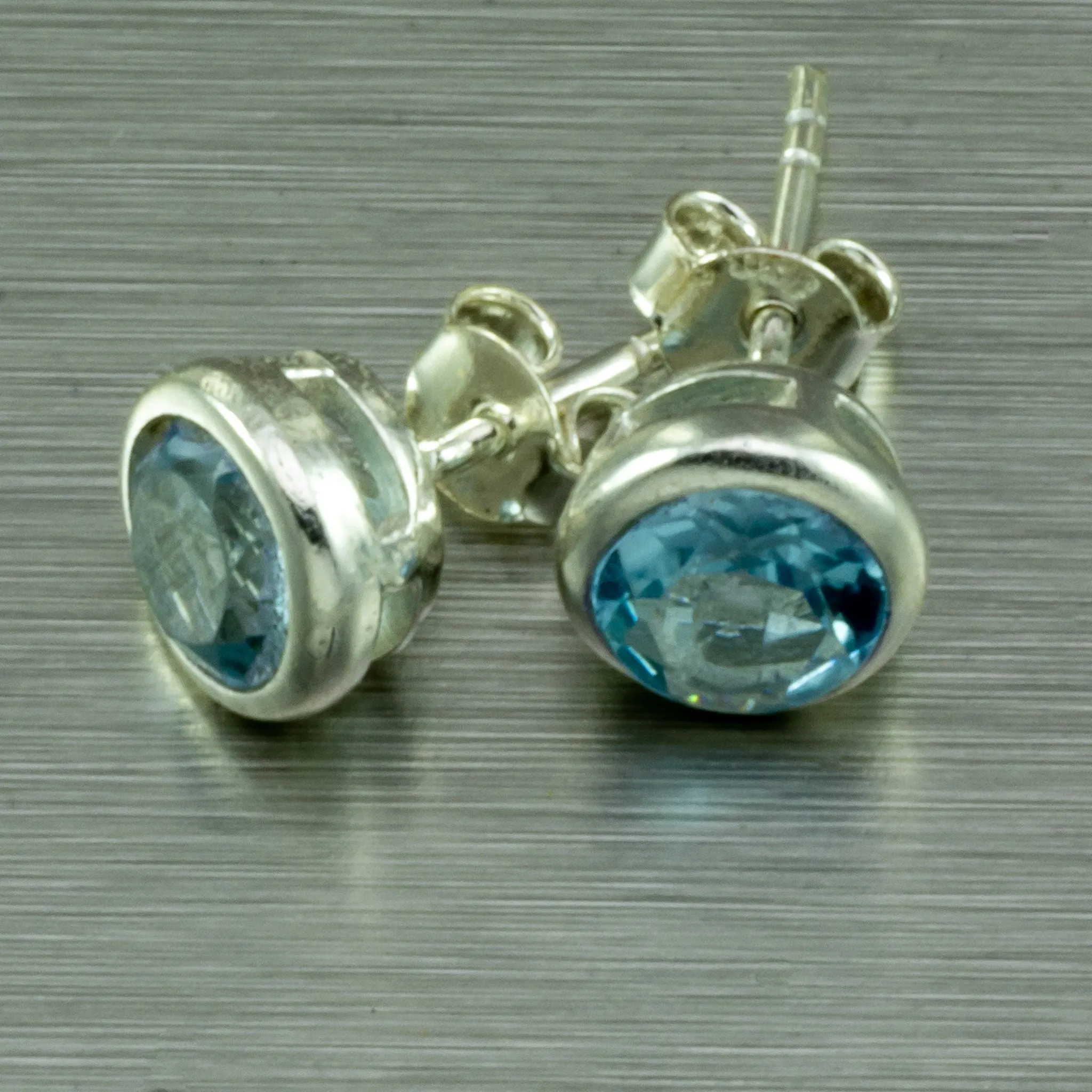 Sterling Silver Blue Topaz Stud Earrings
