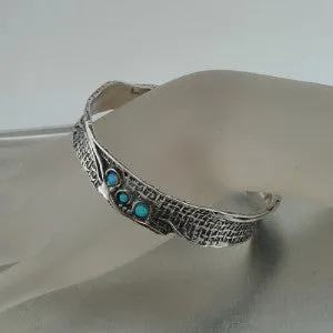 Sterling Silver Bracelet with Mosaic Blue Opals – "Nets" Collection