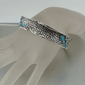 Sterling Silver Bracelet with Mosaic Blue Opals – "Nets" Collection