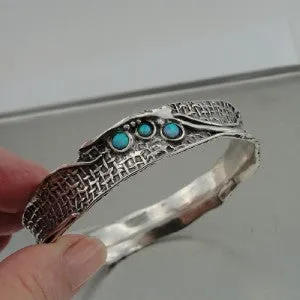Sterling Silver Bracelet with Mosaic Blue Opals – "Nets" Collection