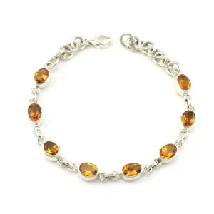 Sterling Silver Citrine Oval Link Bracelet