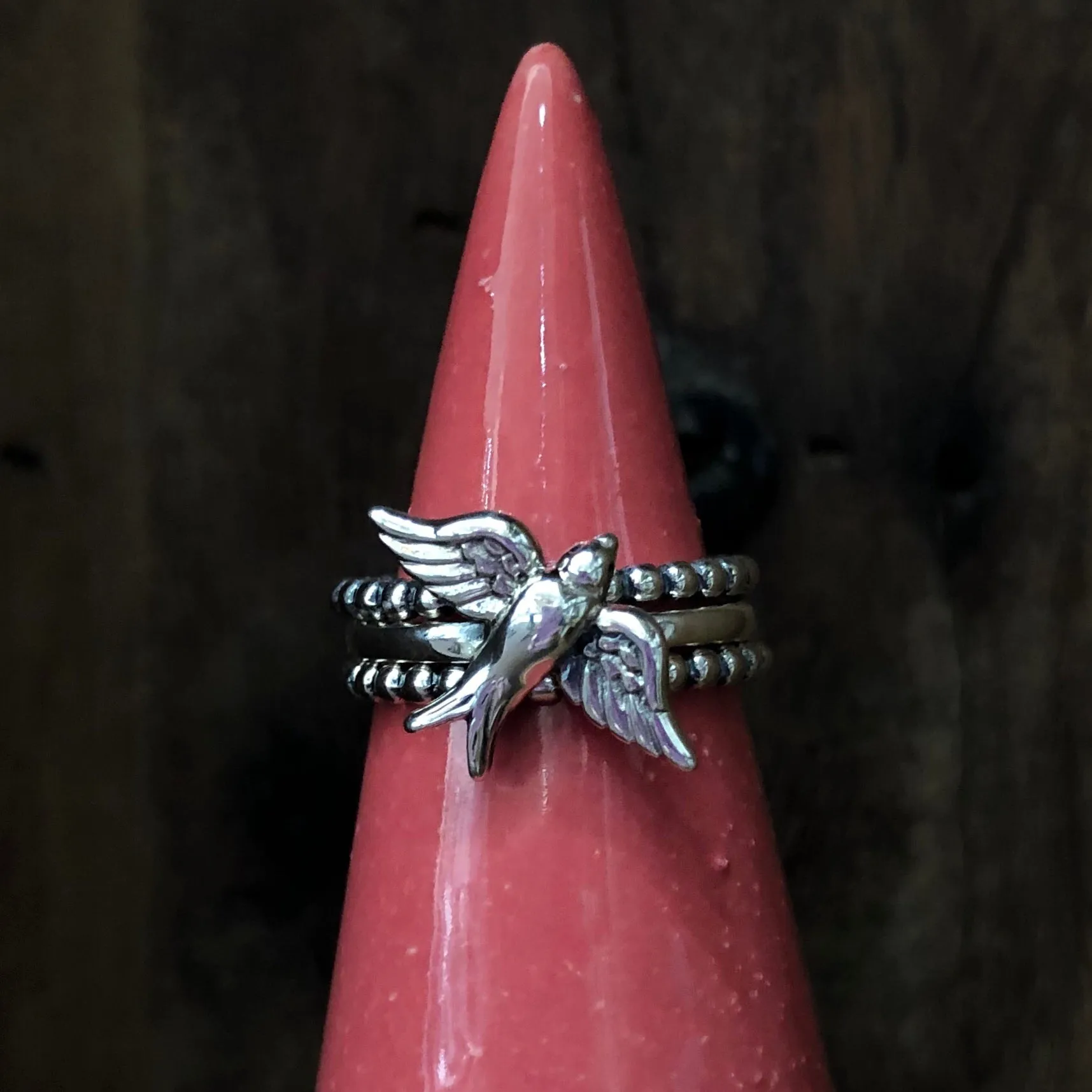 Sterling Silver Love, Loyalty & Peace Ring Set