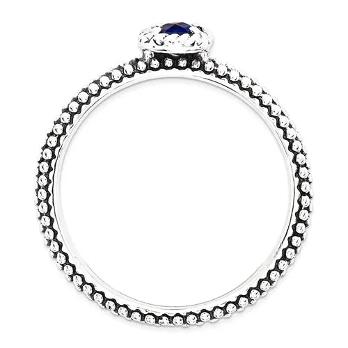 Sterling Silver Stackable Expressions Created Blue Sapphire Cushion Ring