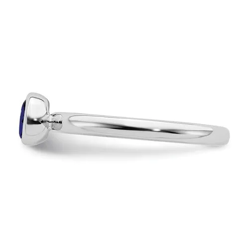Sterling Silver Stackable Expressions Low Set Round Cr. Blue Sapphire Ring