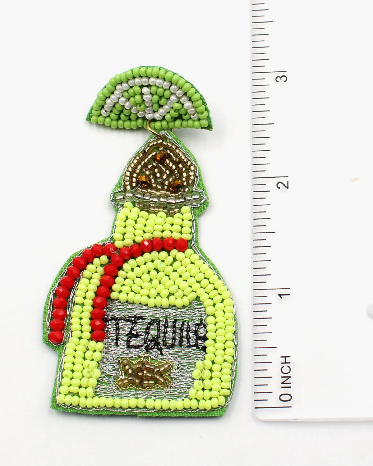 Tequila Bottle Beaded Earrings with Lime Slice