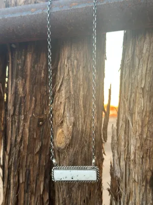 The Gallup Sterling Silver White Buffalo Turquoise (Real) Bar NA Necklace