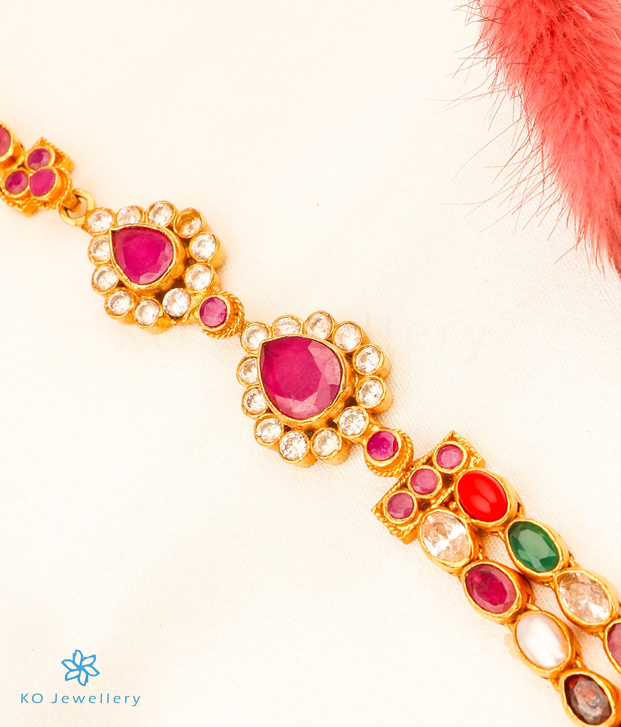 The Navarathnalu Silver Necklace(2 Layers)