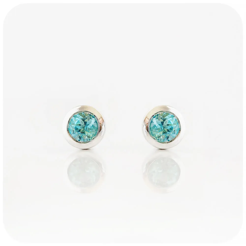 The Tube, Swiss Blue Topaz Stud Earring