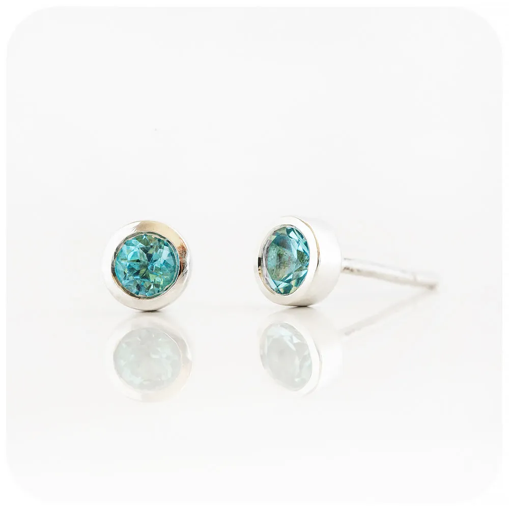 The Tube, Swiss Blue Topaz Stud Earring
