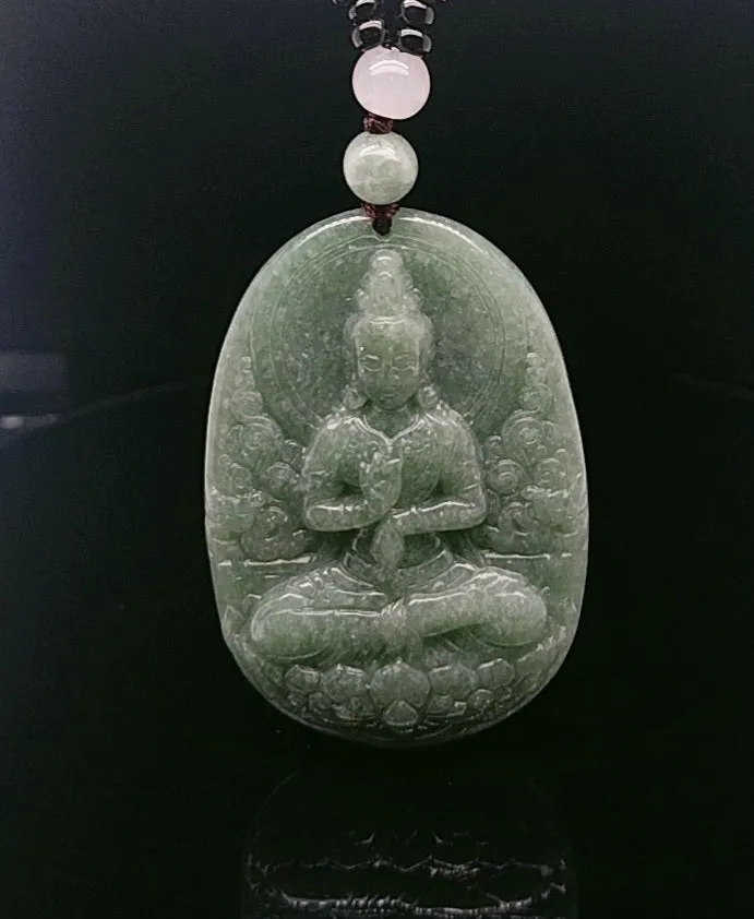 THE VAULT | Genuine Natural Hand Carved Jadeite Buddha Pendant Necklace