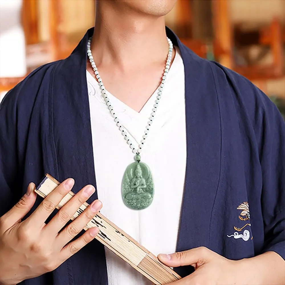 THE VAULT | Genuine Natural Hand Carved Jadeite Buddha Pendant Necklace