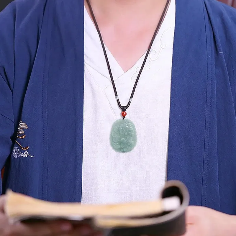 The Vault | Natural Myanmar Pi Xiu Hand Carved Jadeite Necklace