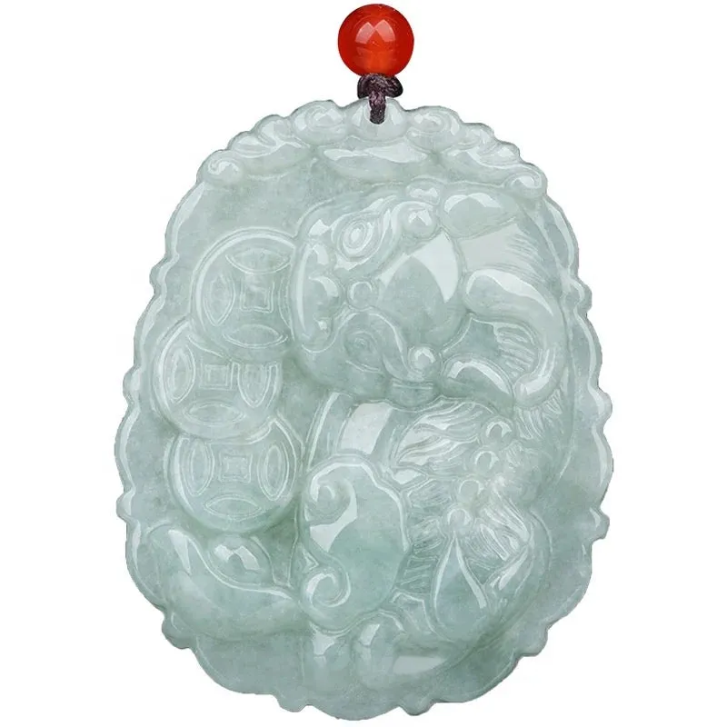 The Vault | Natural Myanmar Pi Xiu Hand Carved Jadeite Necklace