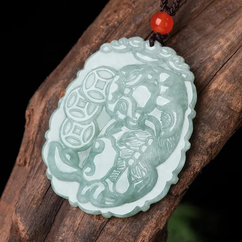 The Vault | Natural Myanmar Pi Xiu Hand Carved Jadeite Necklace