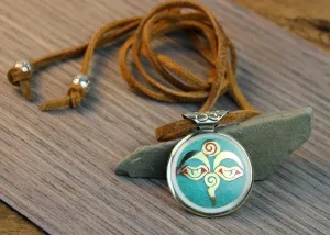 Tibetan Symbols Bone Pendant Necklace