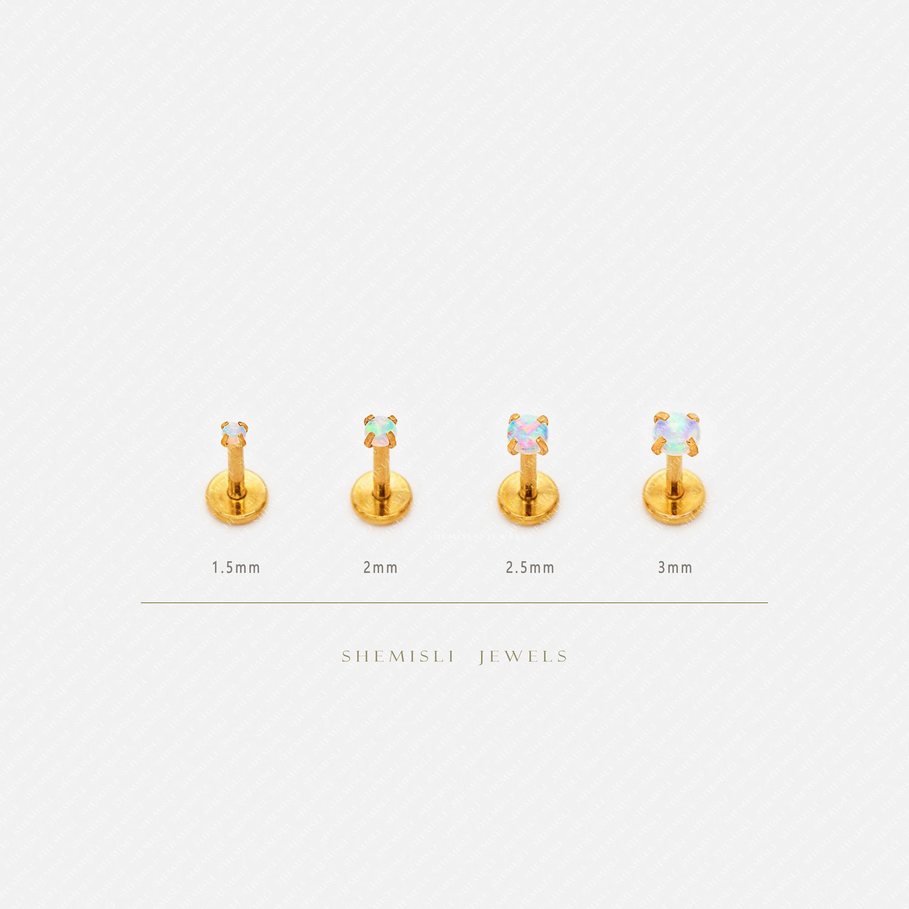 Tiny Opal Gold Threadless Flat Back Earrings, Nose Stud, October Birthstone, 20,18,16ga, 5-10mm Surgical Steel SS523 SS524 SS525 SS526