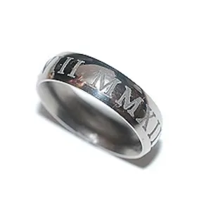 Titanium Roman Numerals Ring