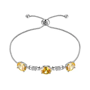 Tokyo Mart Round Birthstone November Citrine Bracelet Women Girls Jewelry Birthday Gift Sterling Silver