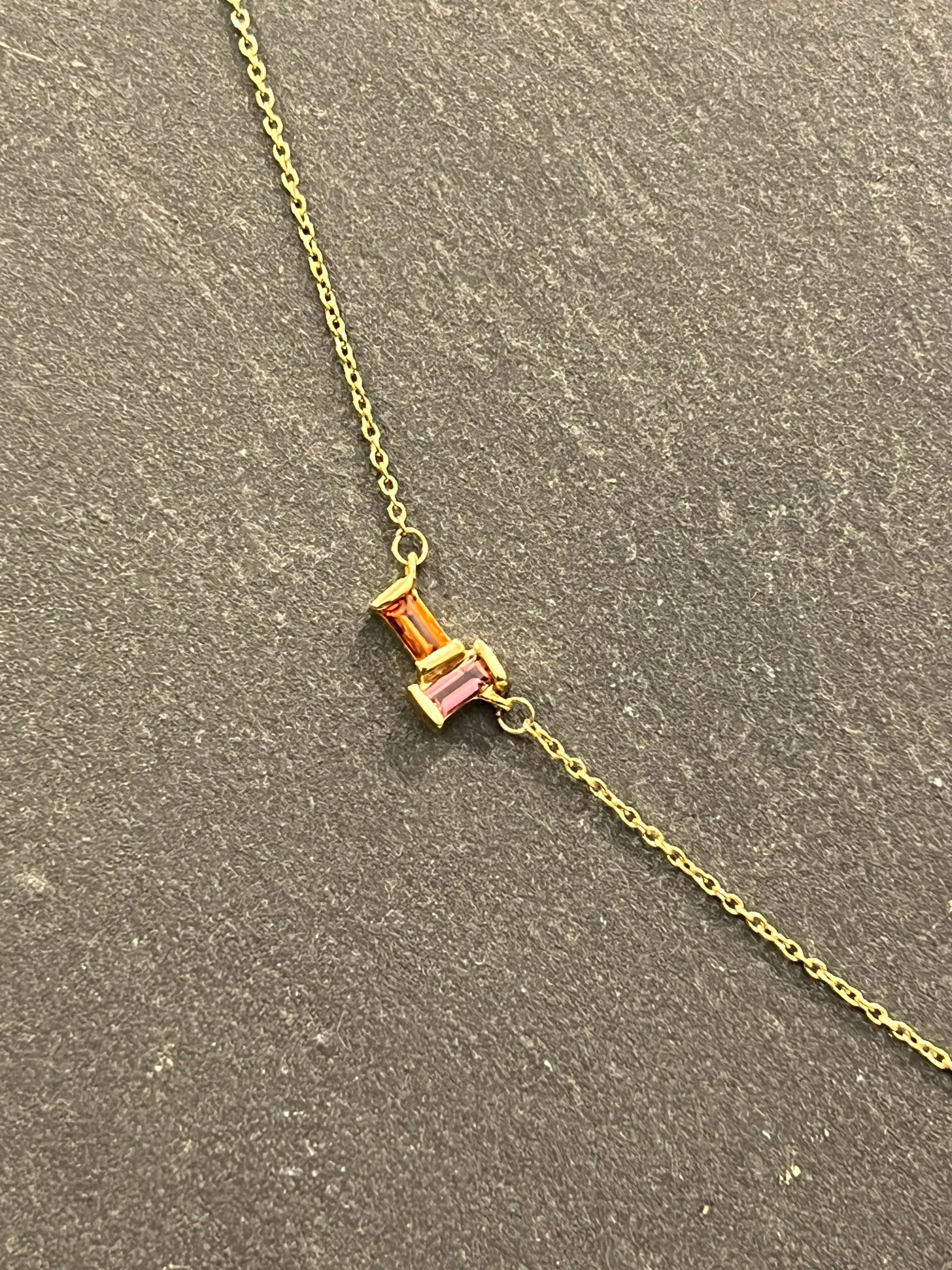 TU Y YO Baguette Necklace Citrine and Pink Tourmaline