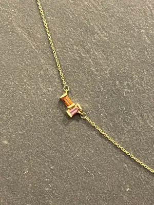 TU Y YO Baguette Necklace Citrine and Pink Tourmaline