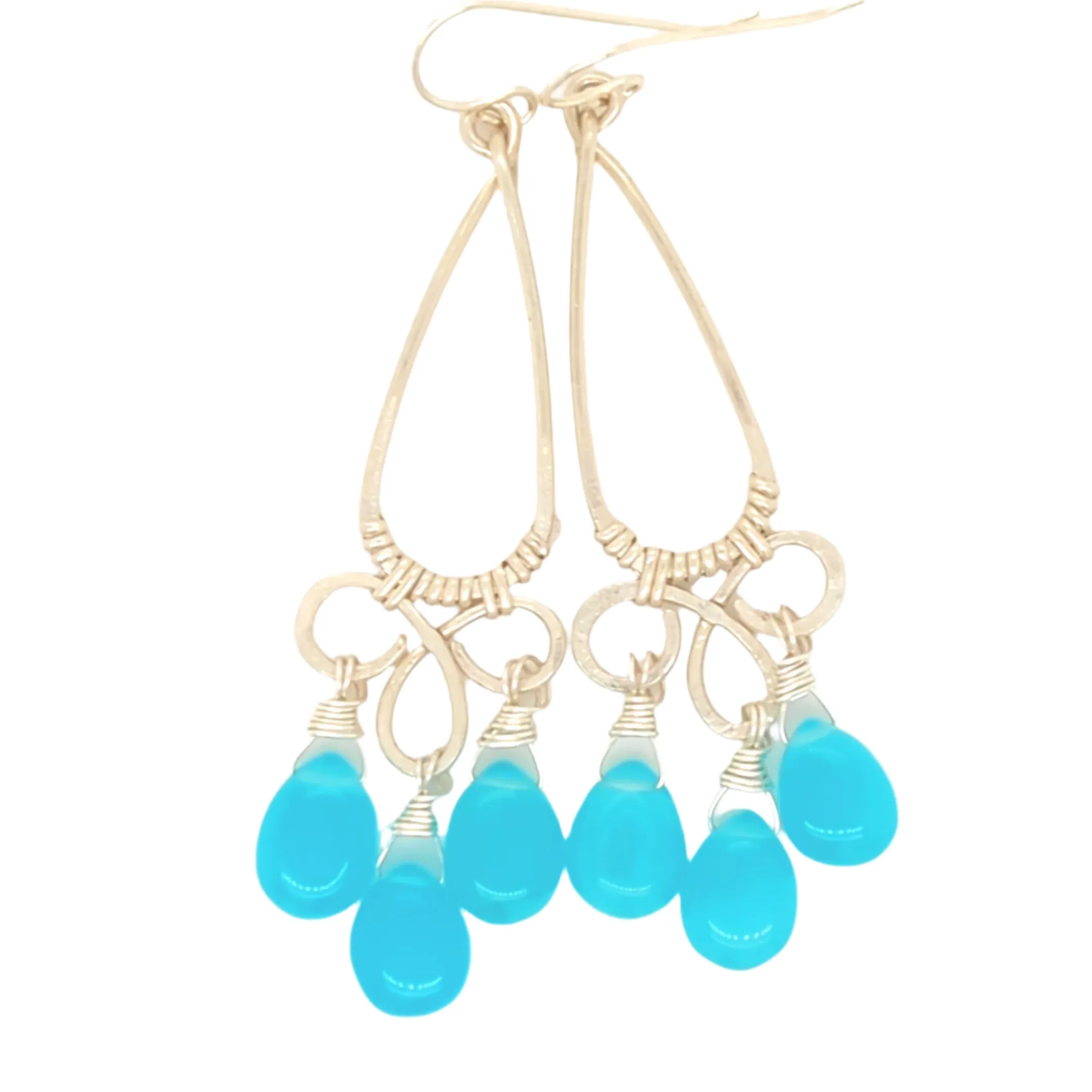 Turq Chalcedony Chandelier Earrings