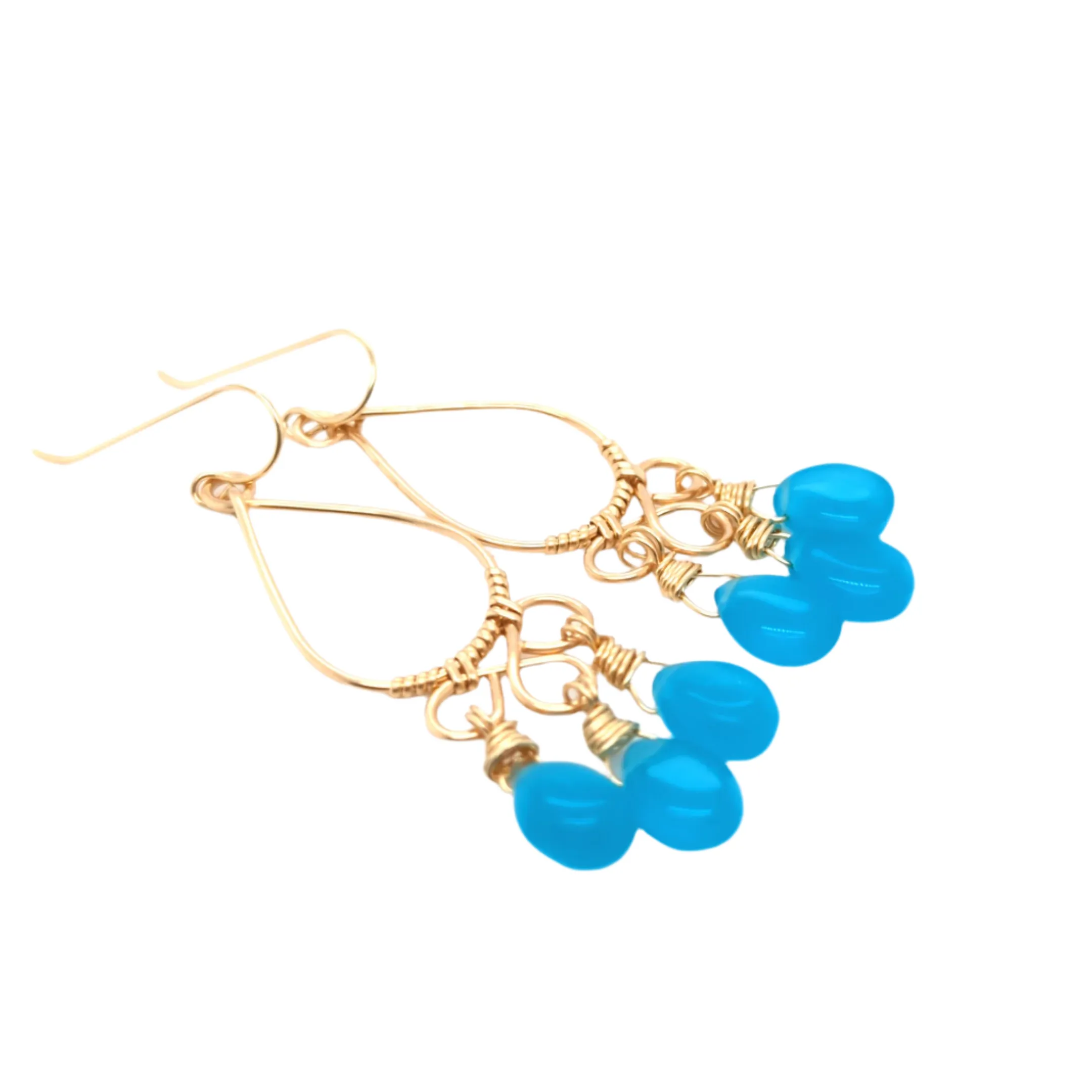 Turq Chalcedony Chandelier Earrings
