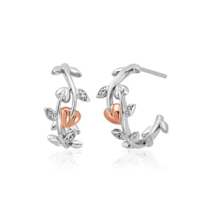 Vine Of Life White Topaz Hoop Earrings - Silver/Rose - 3STOL0235