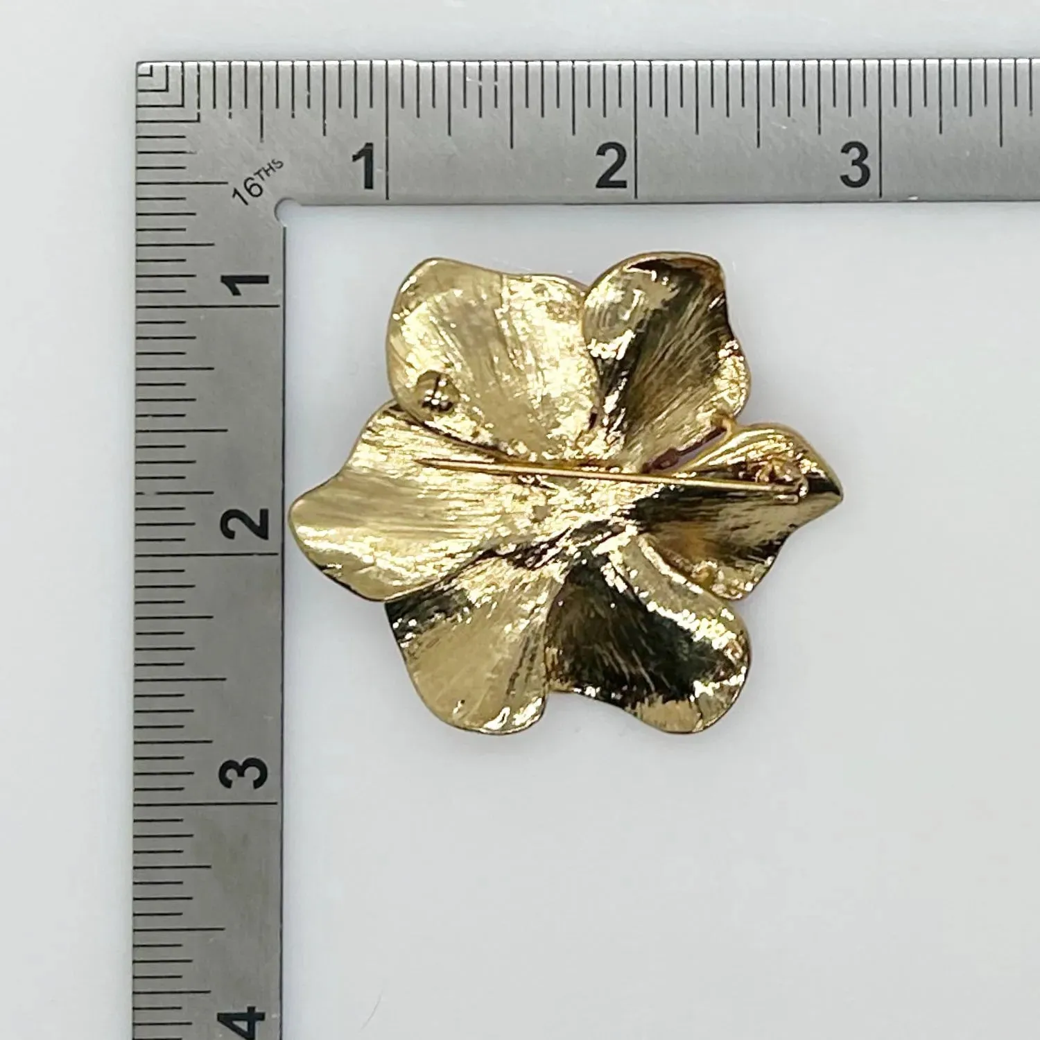Vintage 1960's Enameled Pink Floral Rhinestone Brooch