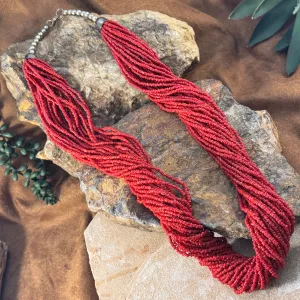 Vintage - 28" Red Coral Multi-Strand Necklace -Estate
