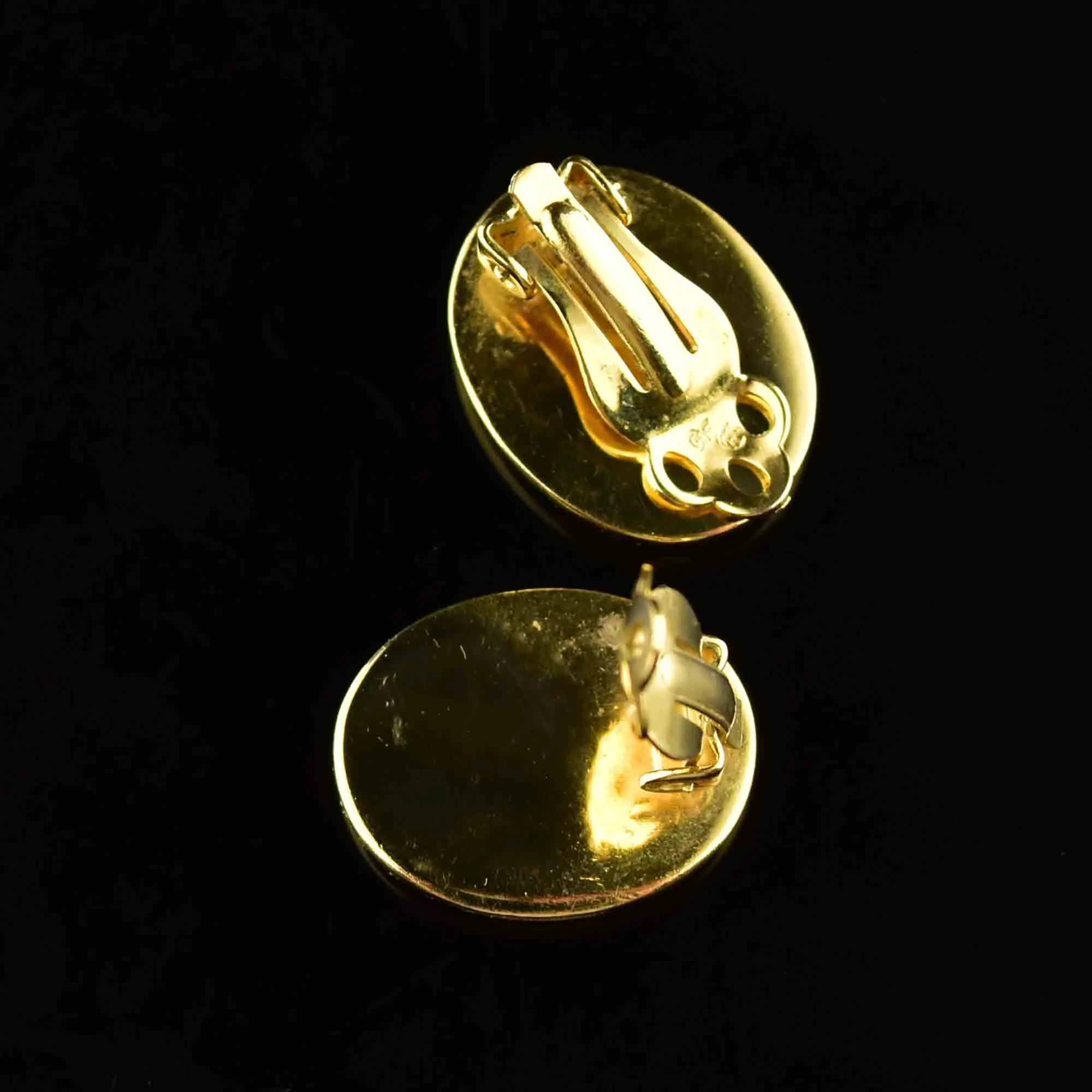 Vintage Gold Fill Ammolite Cabochon Earrings