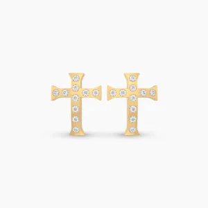 Vintage Style Natural Diamond Cross Earstud