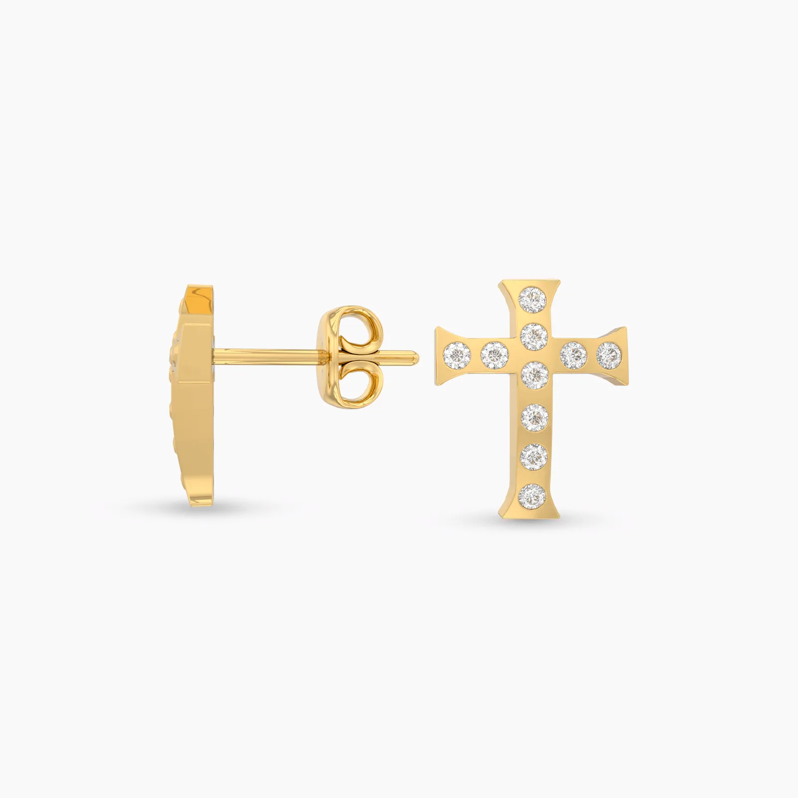 Vintage Style Natural Diamond Cross Earstud