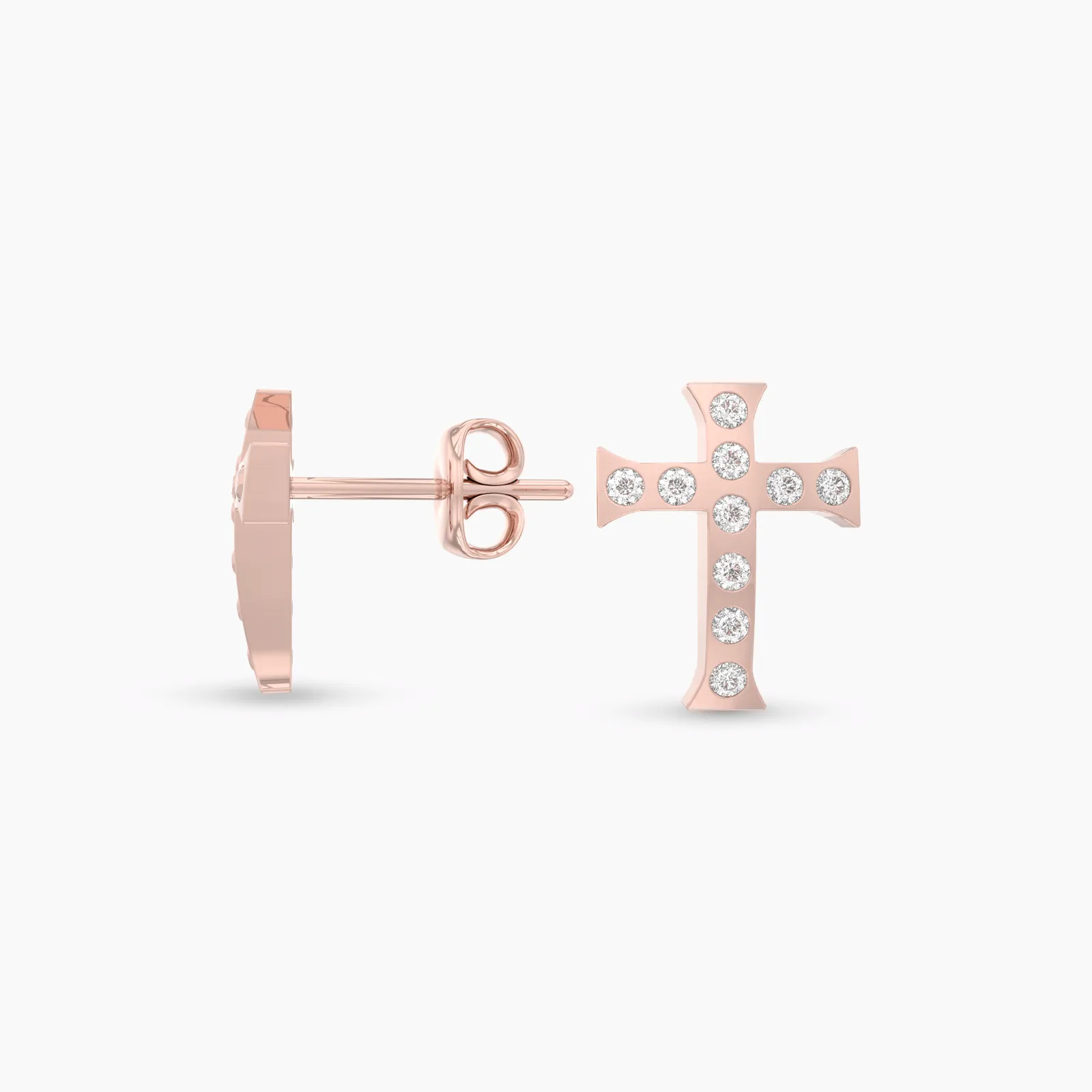 Vintage Style Natural Diamond Cross Earstud