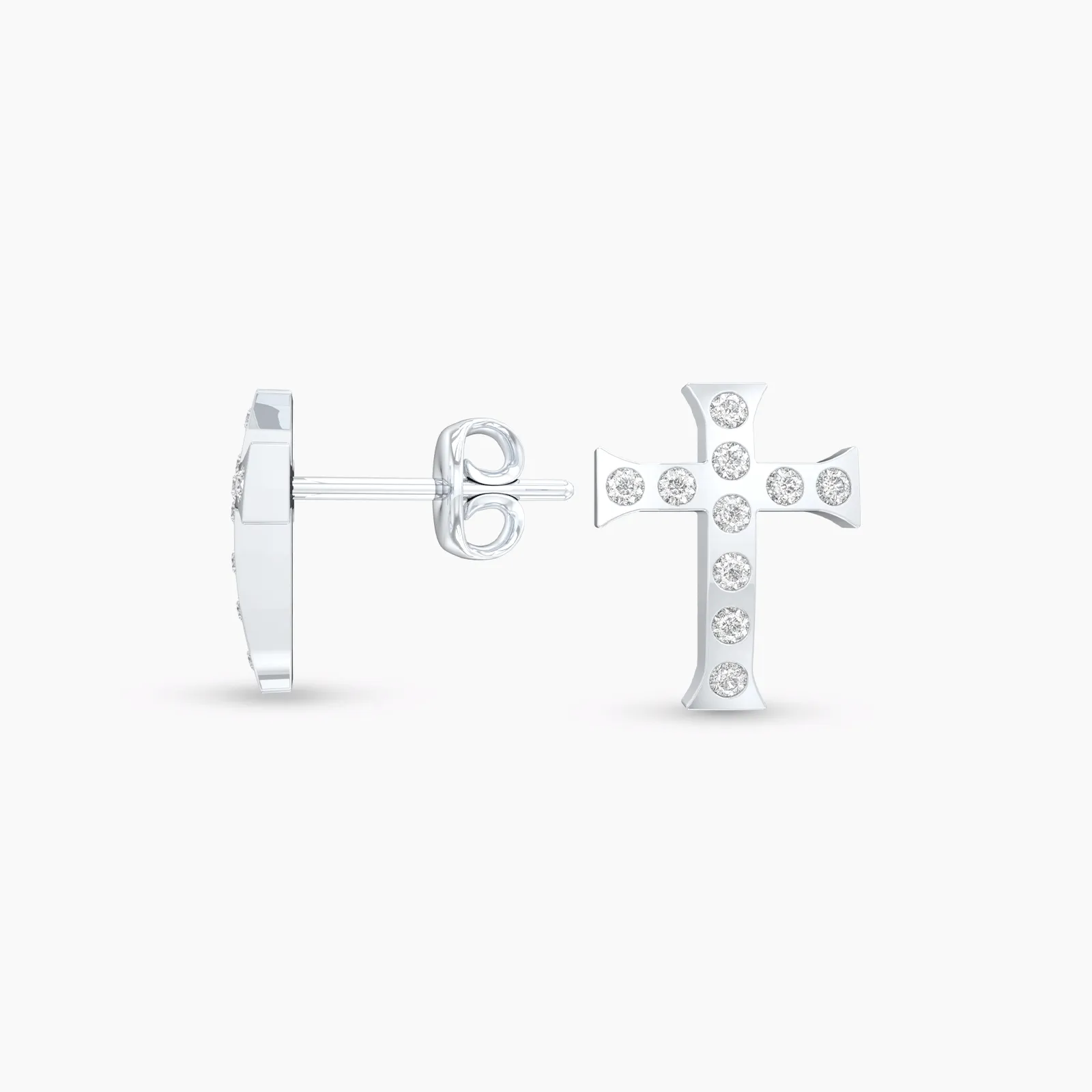 Vintage Style Natural Diamond Cross Earstud