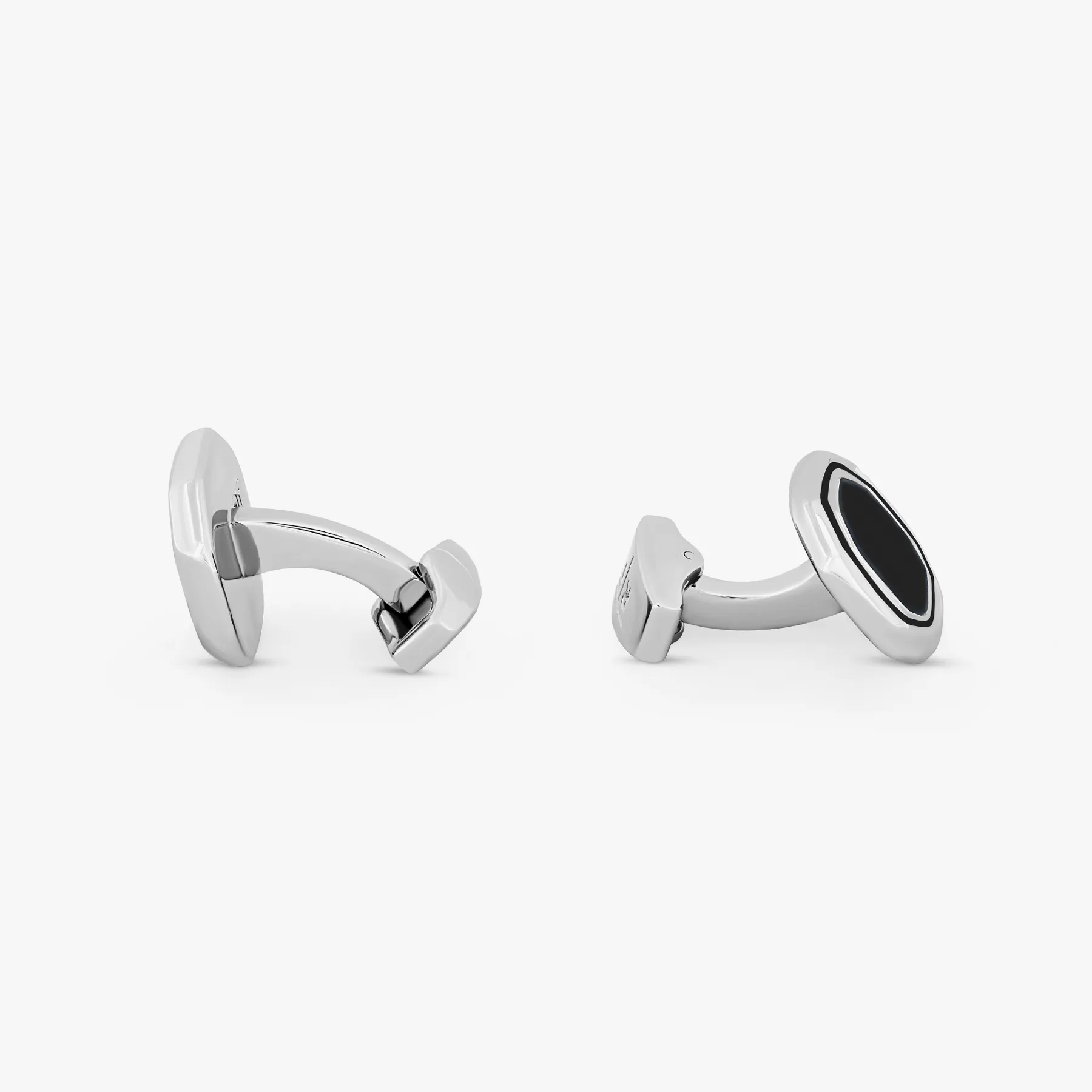 White Bronze Plated Octagon Semi-Precious Cufflinks