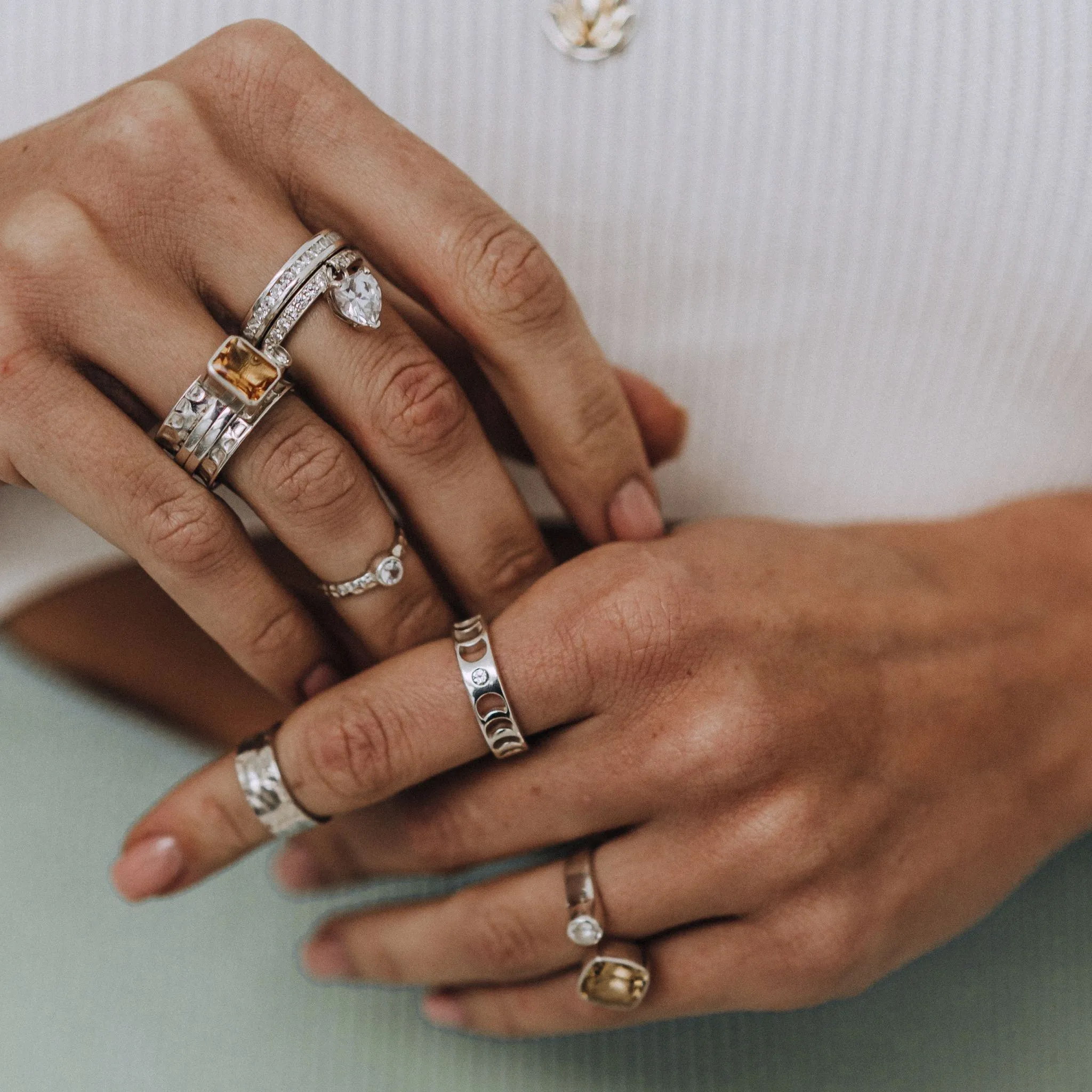 White Zircon Line Ring